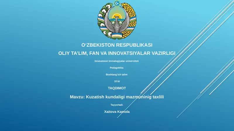 Kuzatish kundaligi mazmuninig taxlili