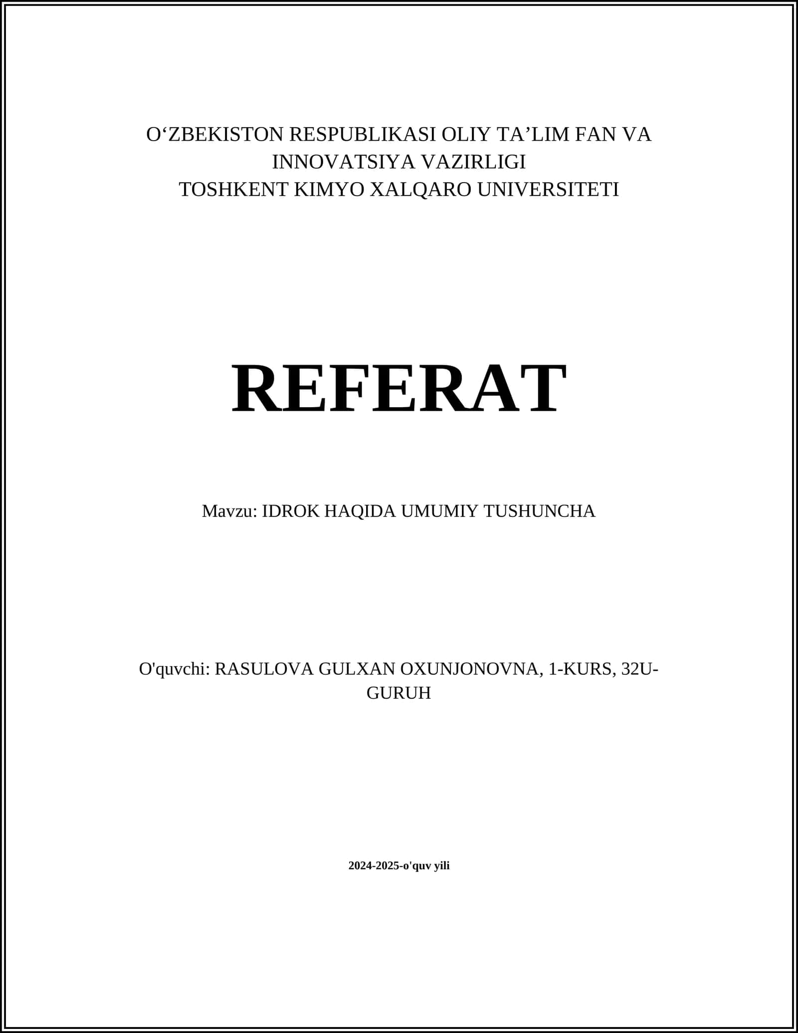 IDROK HAQIDA UMUMIY TUSHUNCHA