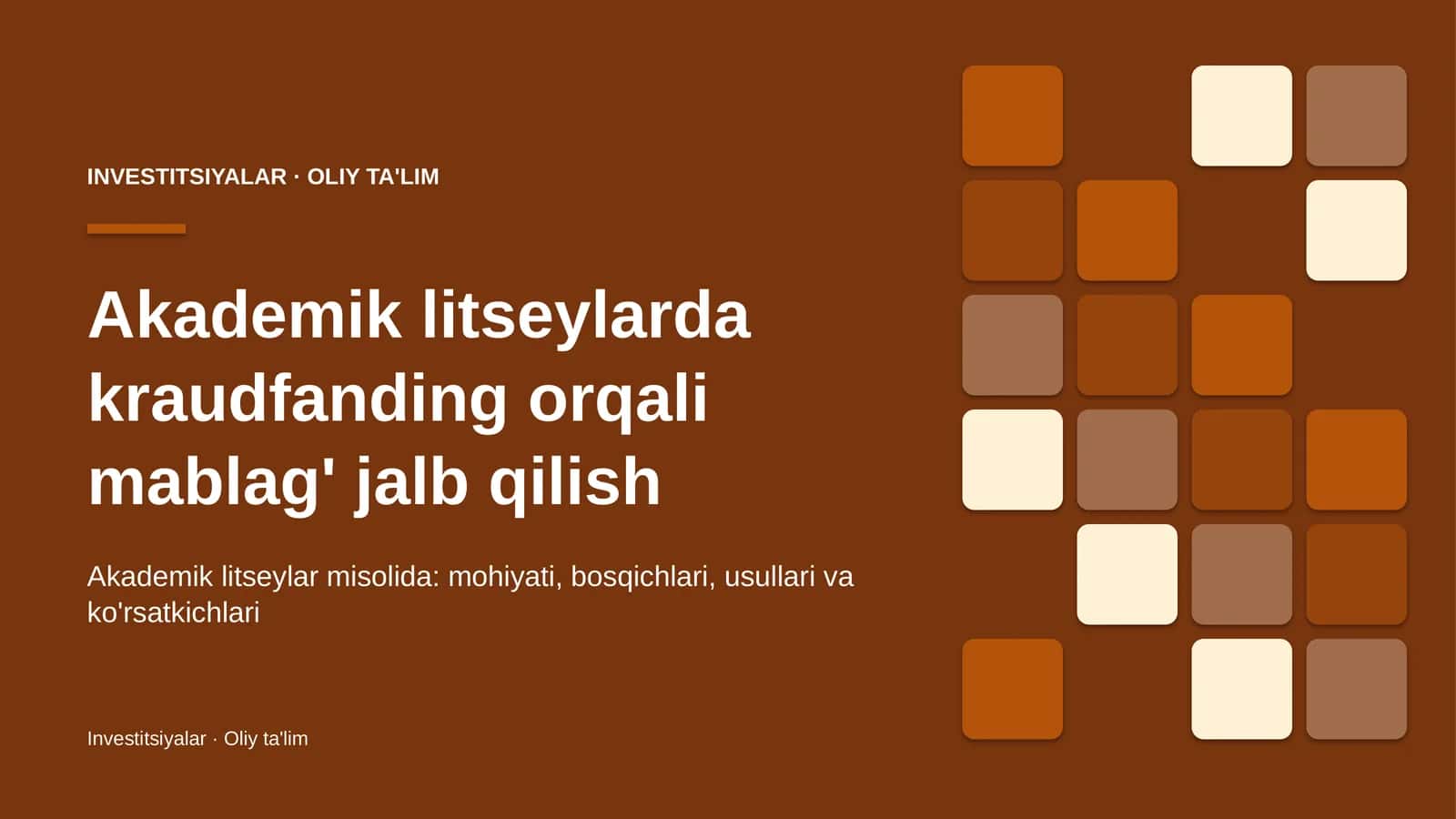 Akademik litseylarda kraudfanding orqali mablag' jalb qilish