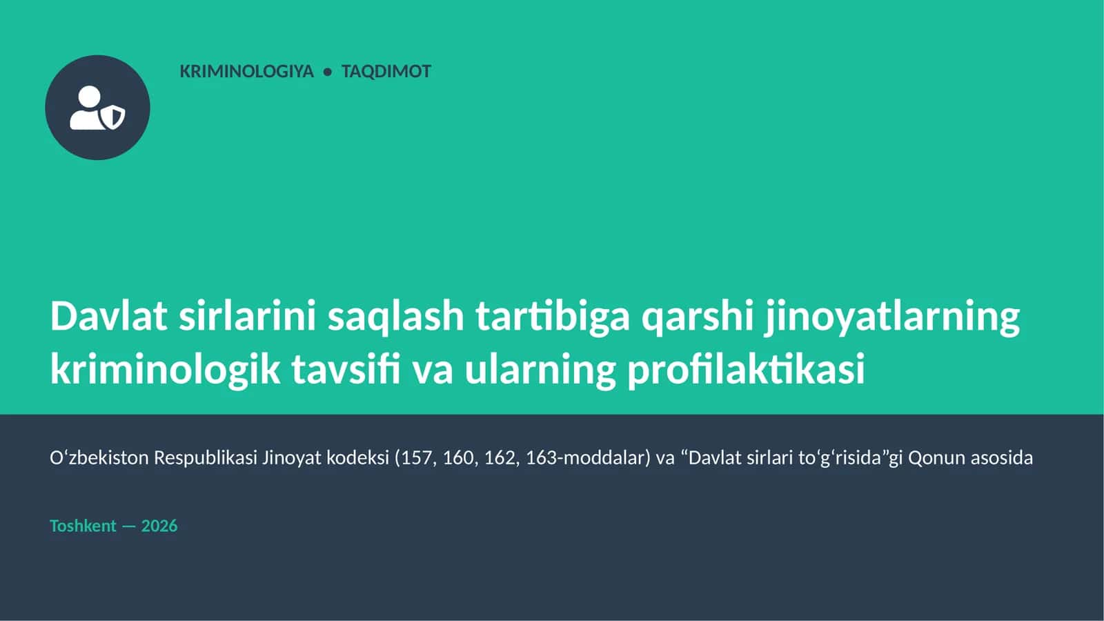 KRIMINOLOGIYA • TAQDIMOT