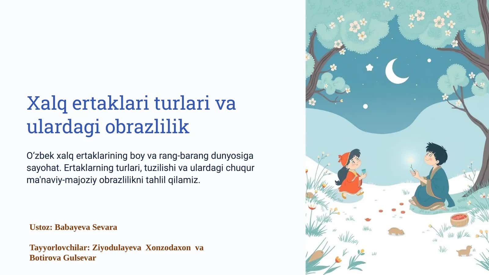 Xalq ertaklarini turlari va ulardagi obrazlik
