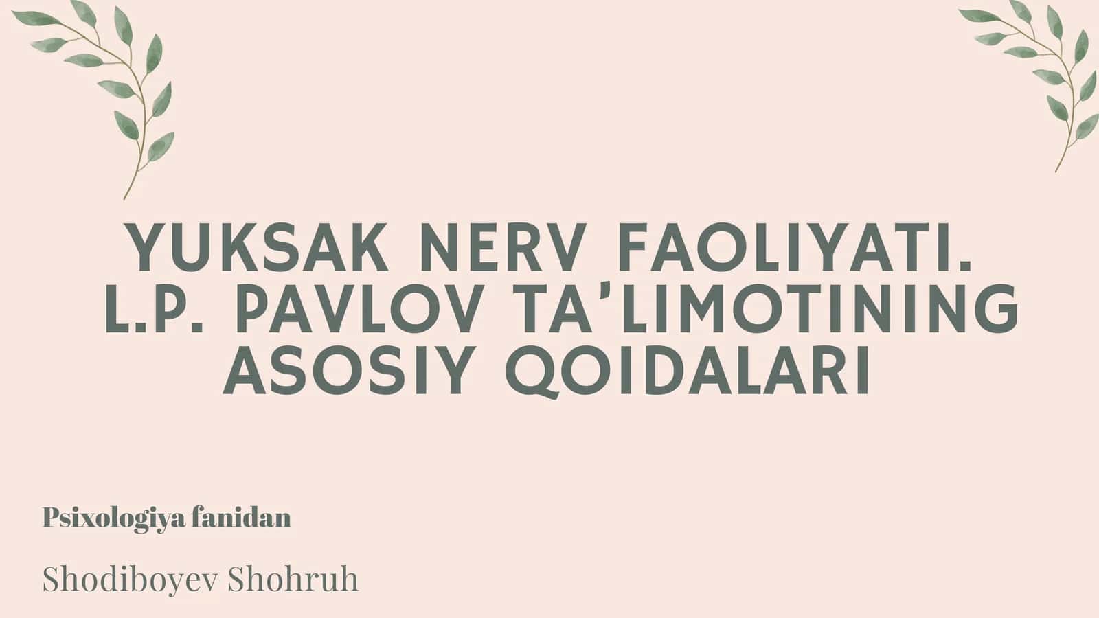 PSIXIK FAOLIYAT TA'LIMI