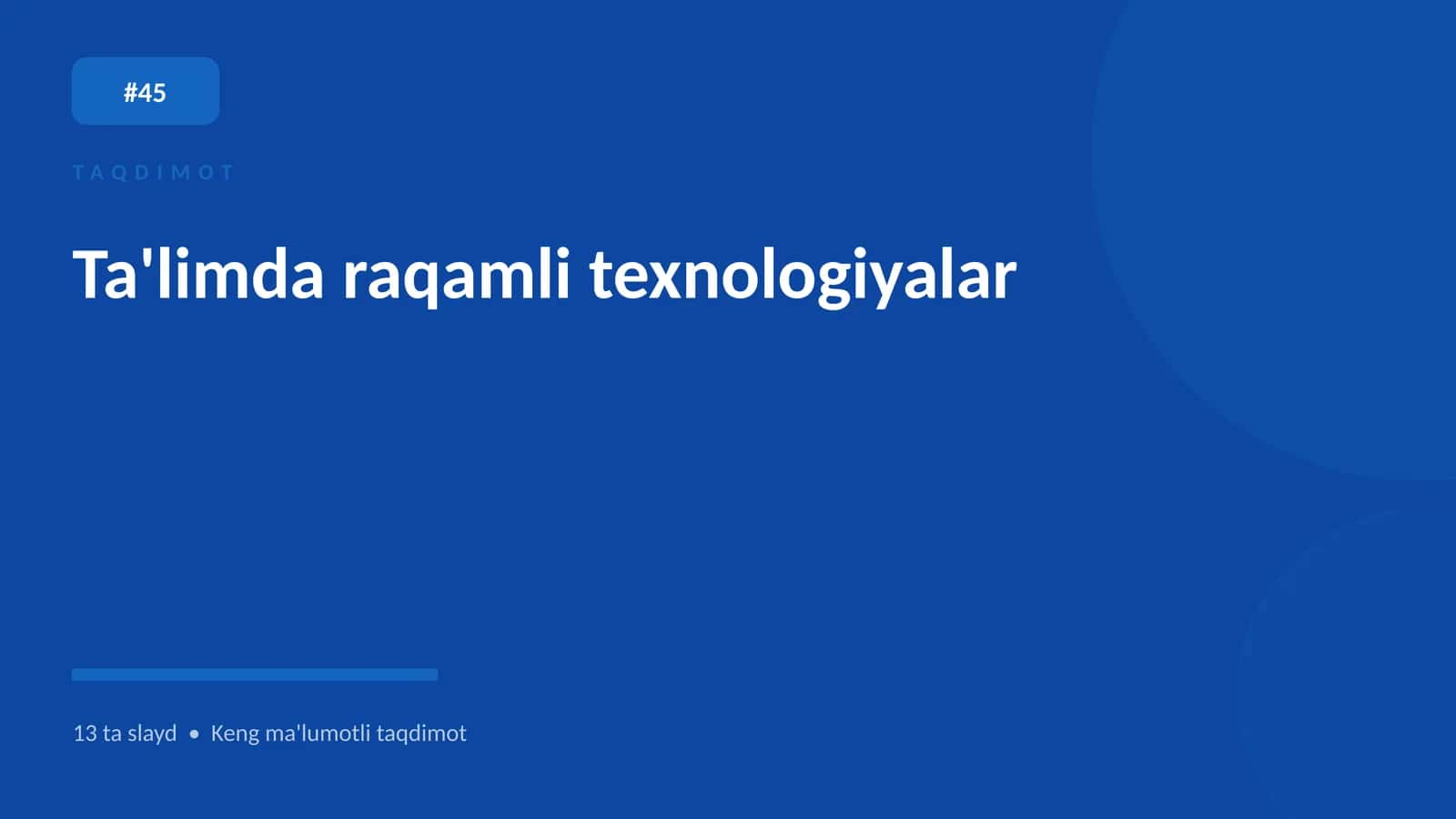 Ta'limda raqamli texnologiyalar