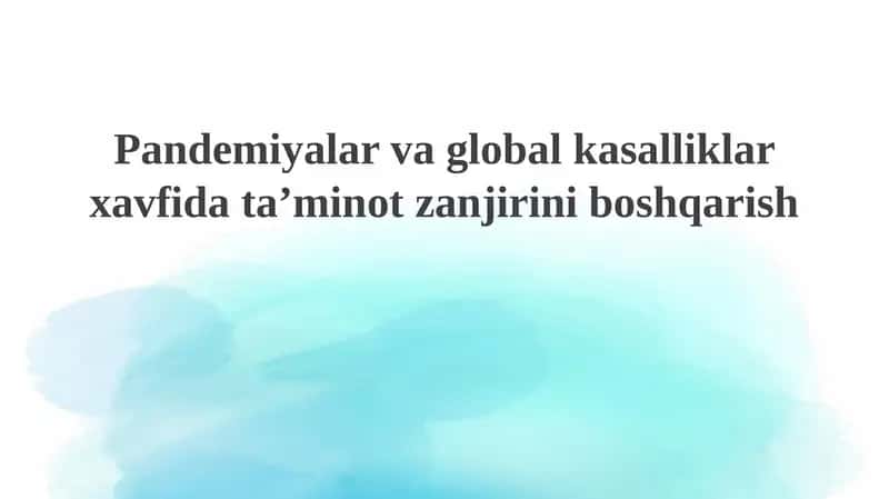 Ta'minot zanjiri buzilishi va talabning o'zgarishi