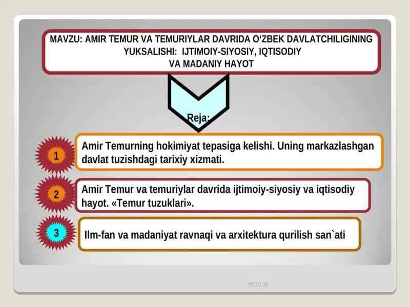 AMIR TEMUR VA TEMURIYLAR DAVRIDA O‘ZBEK DAVLATCHILIGINING YUKSALISHI: IJTIMOIY-SIYOSIY, IQTISODIY VA MADANIY HAYOT