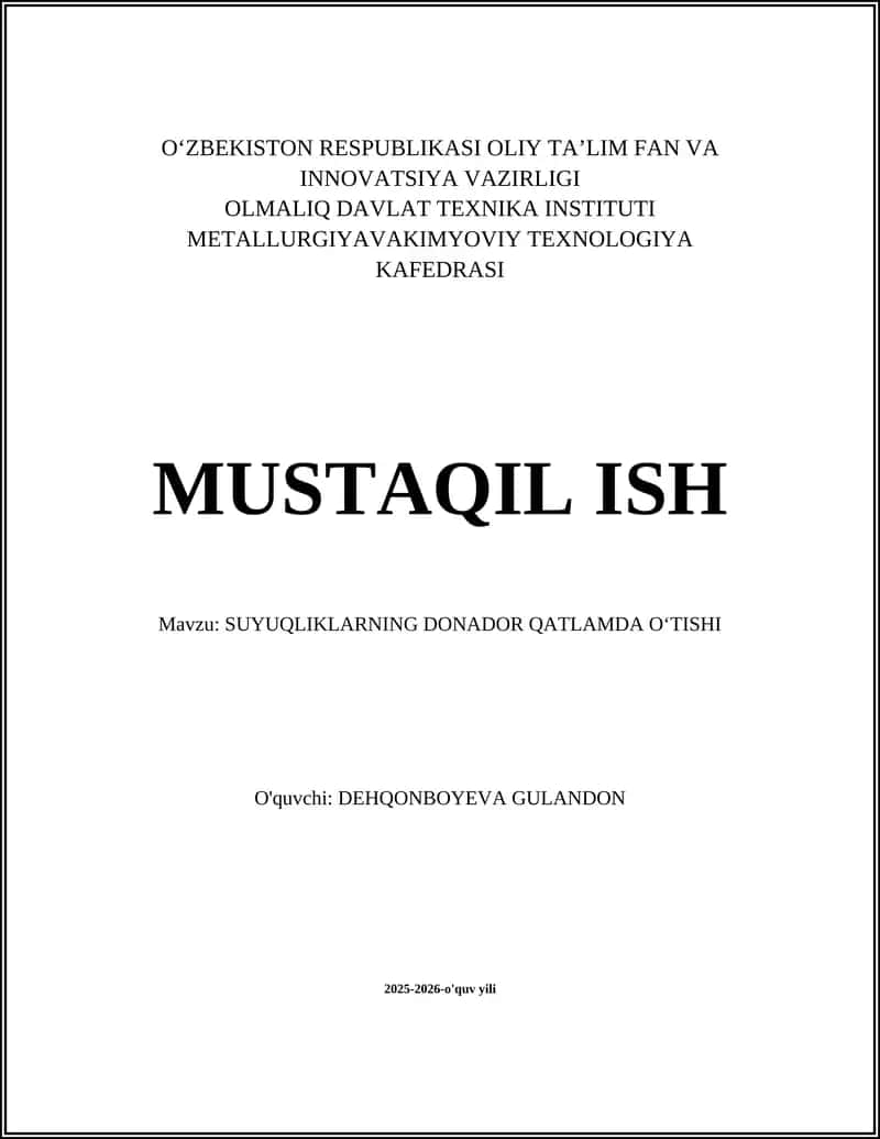 SUYUQLIKLARNING DONADOR QATLAMDA OʻTISHI