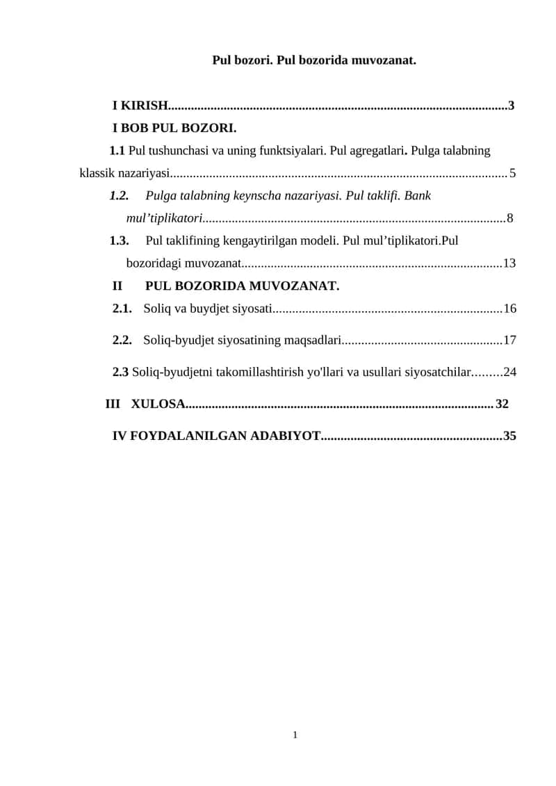 Moliyaviy siyosati