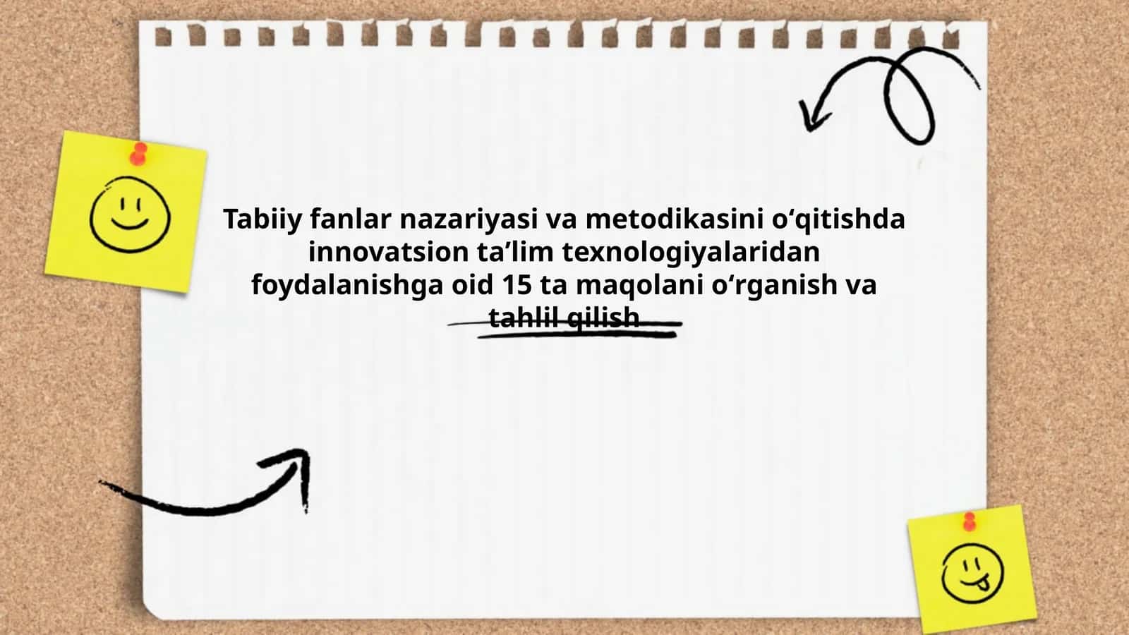 Tabiiy fanlar nazariyasi va metodikasini oʻqitishda innovatsion taʼlim texnologiyalaridan foydalanishga oid 15 ta maqolani oʻrganish va tahlil qilish