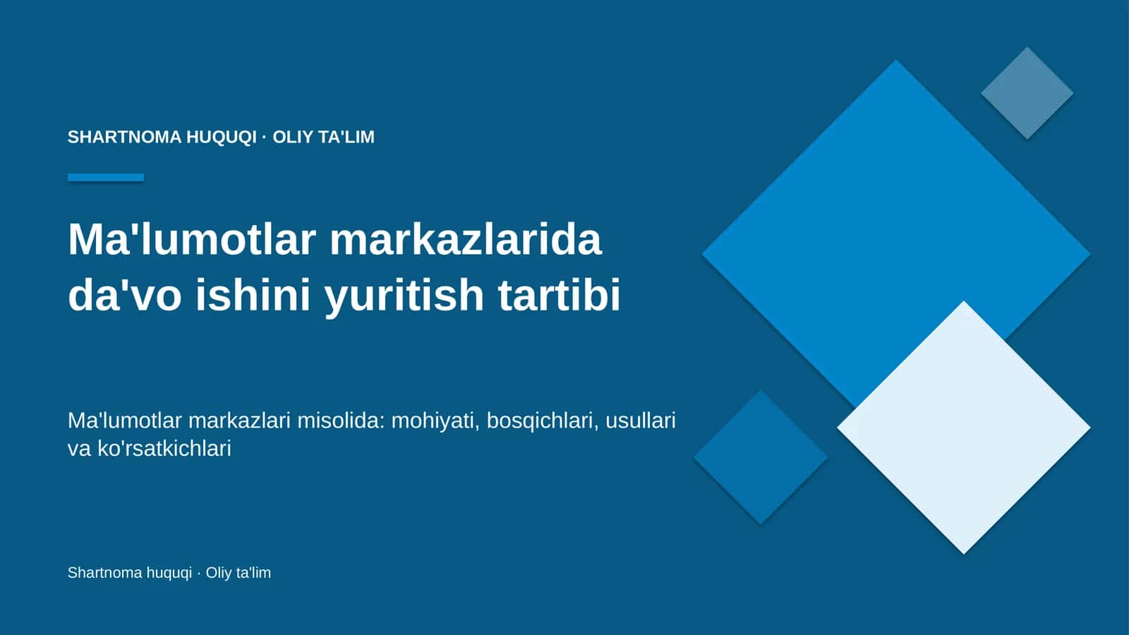 Ma'lumotlar markazlarida da'vo ishini yuritish tartibi