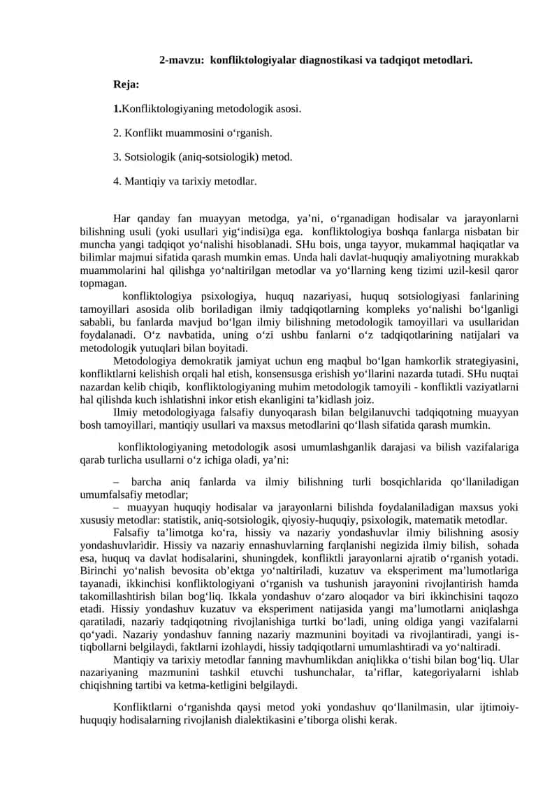 Konfliktologiya metodologiyasi