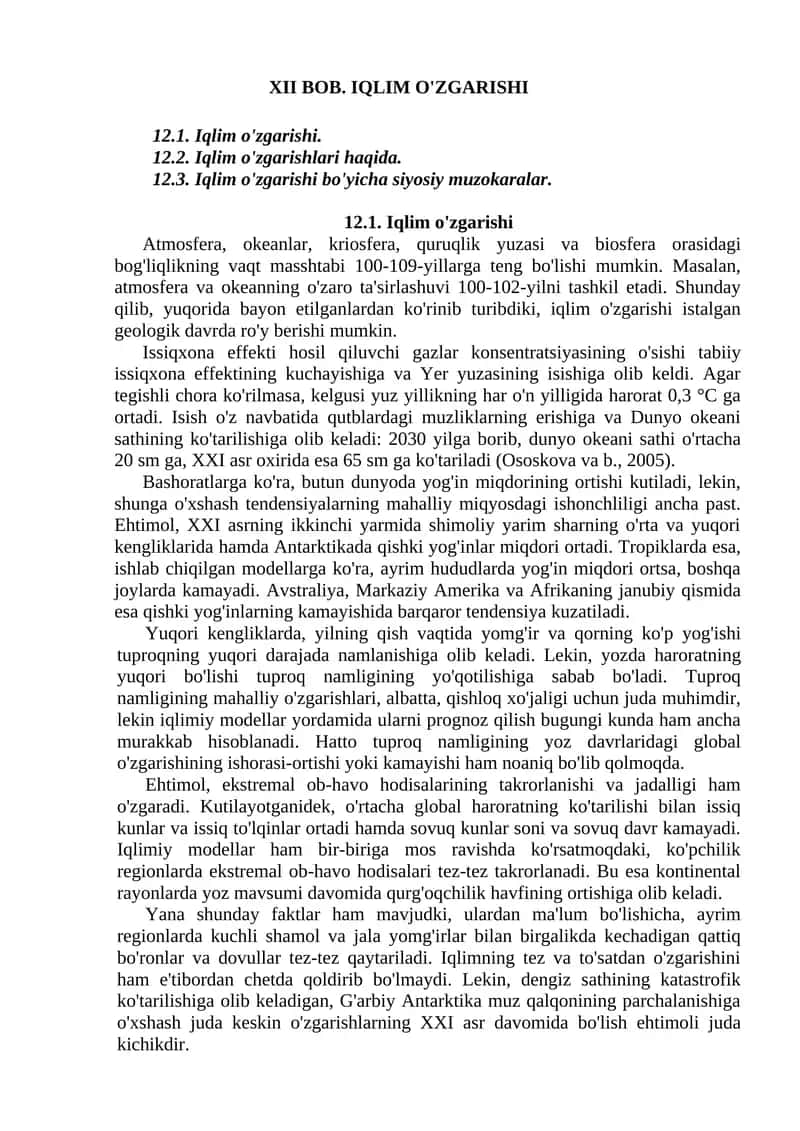 IQLIM O'ZGARISHI
