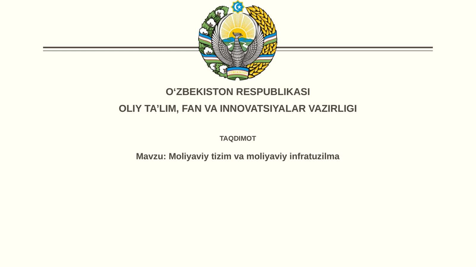 Moliyaviy tizim va moliyaviy infratuzilma