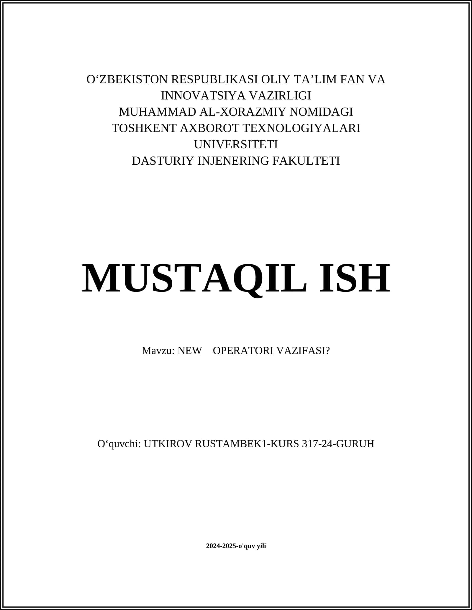 NEW OPERATORI VAZIFASI?