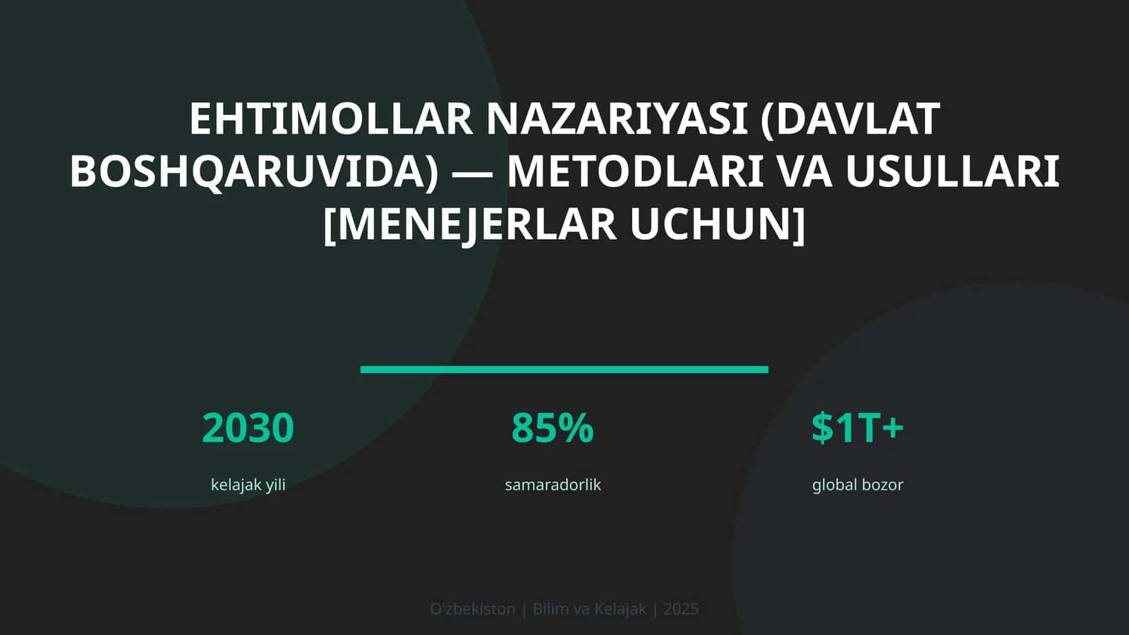 Ehtimollar nazariyasi (davlat boshqaruvida) — metodlari va usullari [menejerlar uchun]