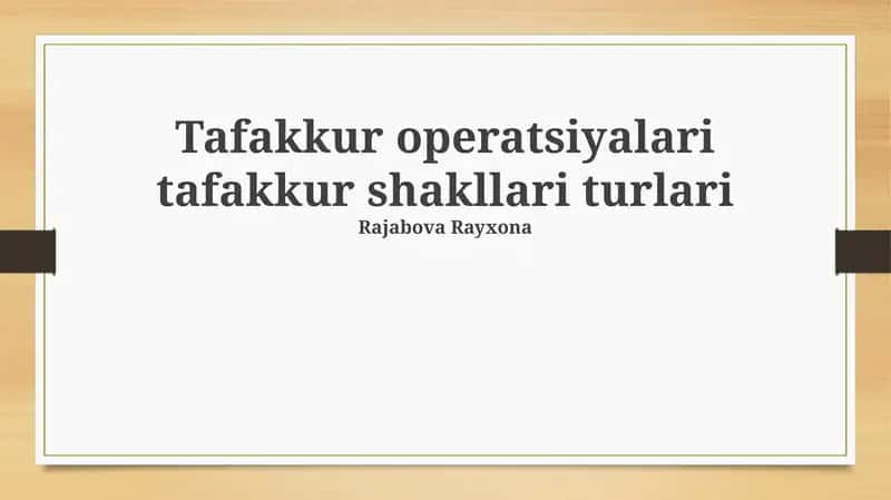 Tafakkur operatsiyalari tafakkur shakllari turlari
