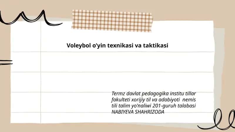 Voleybol o’yin texnikasi va taktikasi