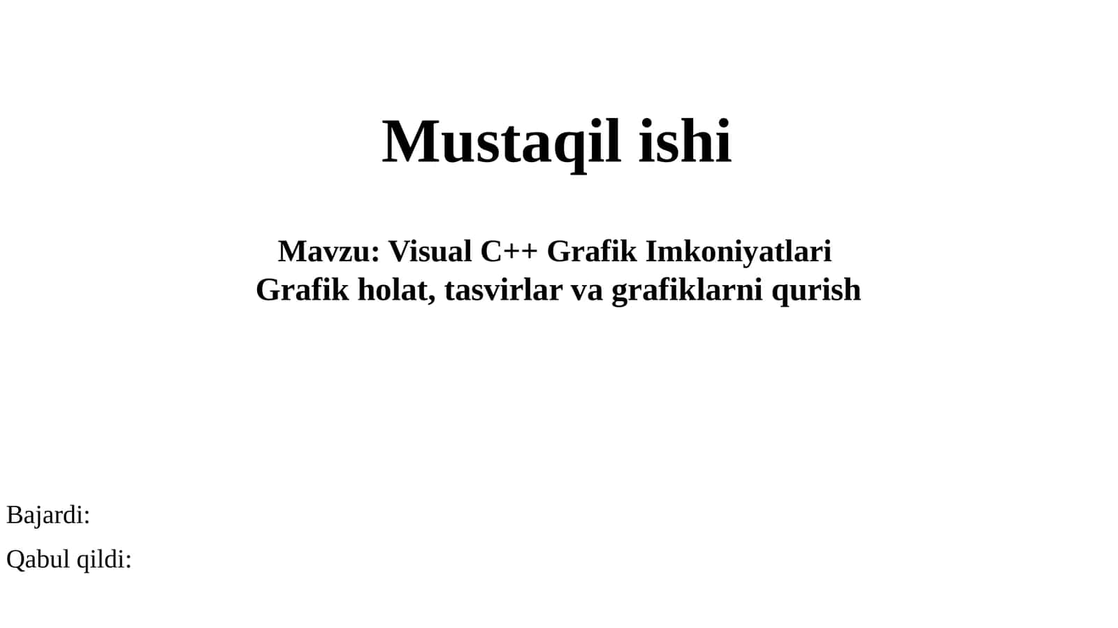 Visual C++ Grafik Imkoniyatlari