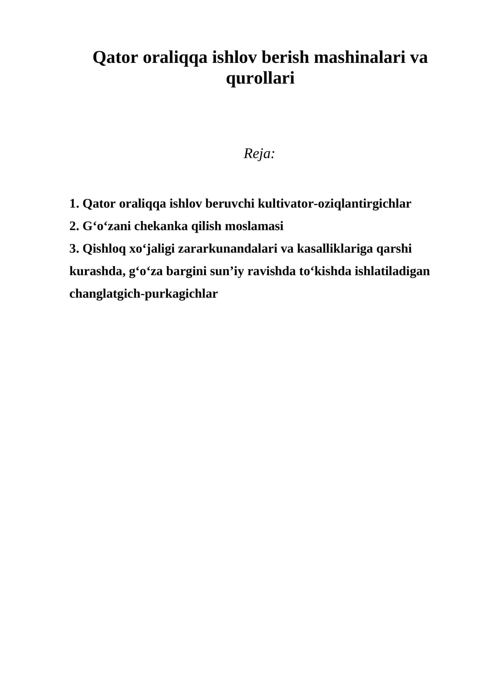 Qator oraliqqa ishlov beruvchi kultivator-oziqlantirgichlar