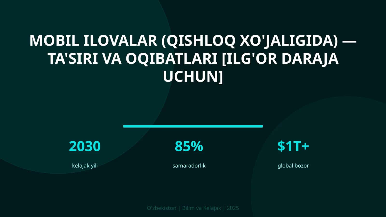 MOBIL ILOVALAR (QISHLOQ XO'JALIGIDA) — TA'SIRI VA OQIBATLARI [ILG'OR DARAJA UCHUN]