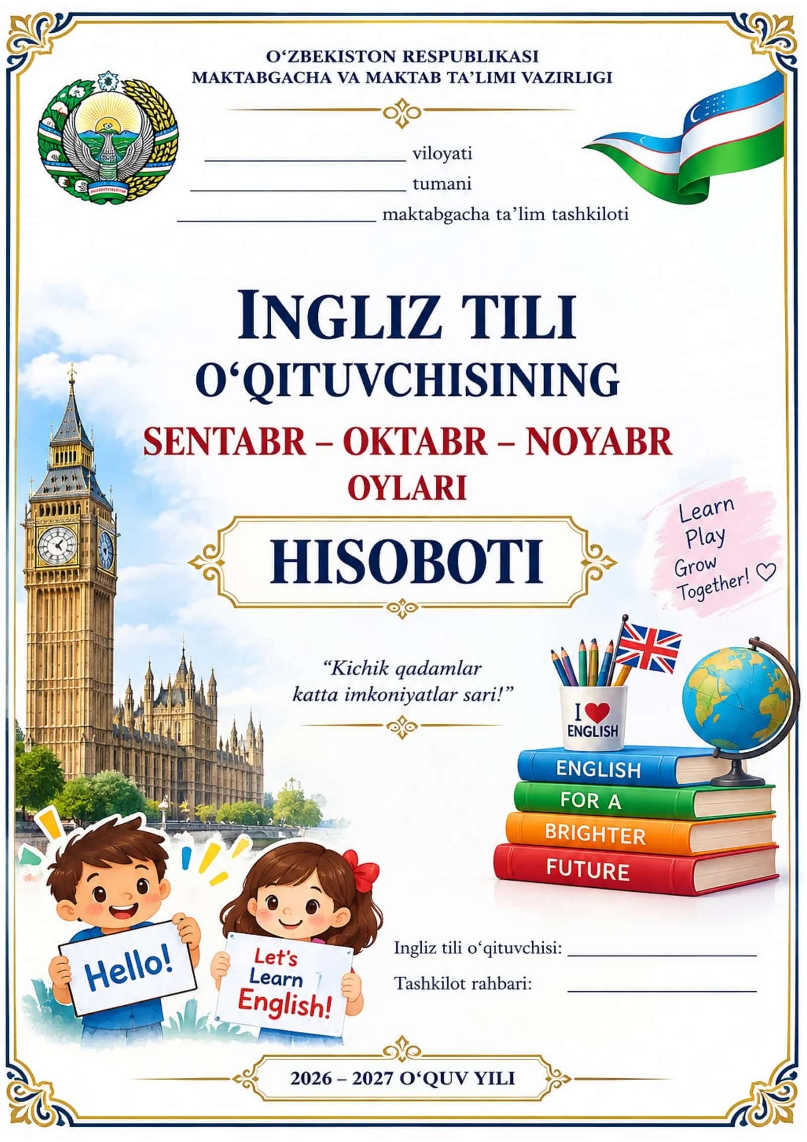 Ingliz Tili O‘qituvchisi Hisoboti