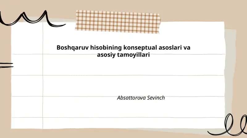 Boshqaruv hisobining konseptual asoslari va asosiy tamoyillari