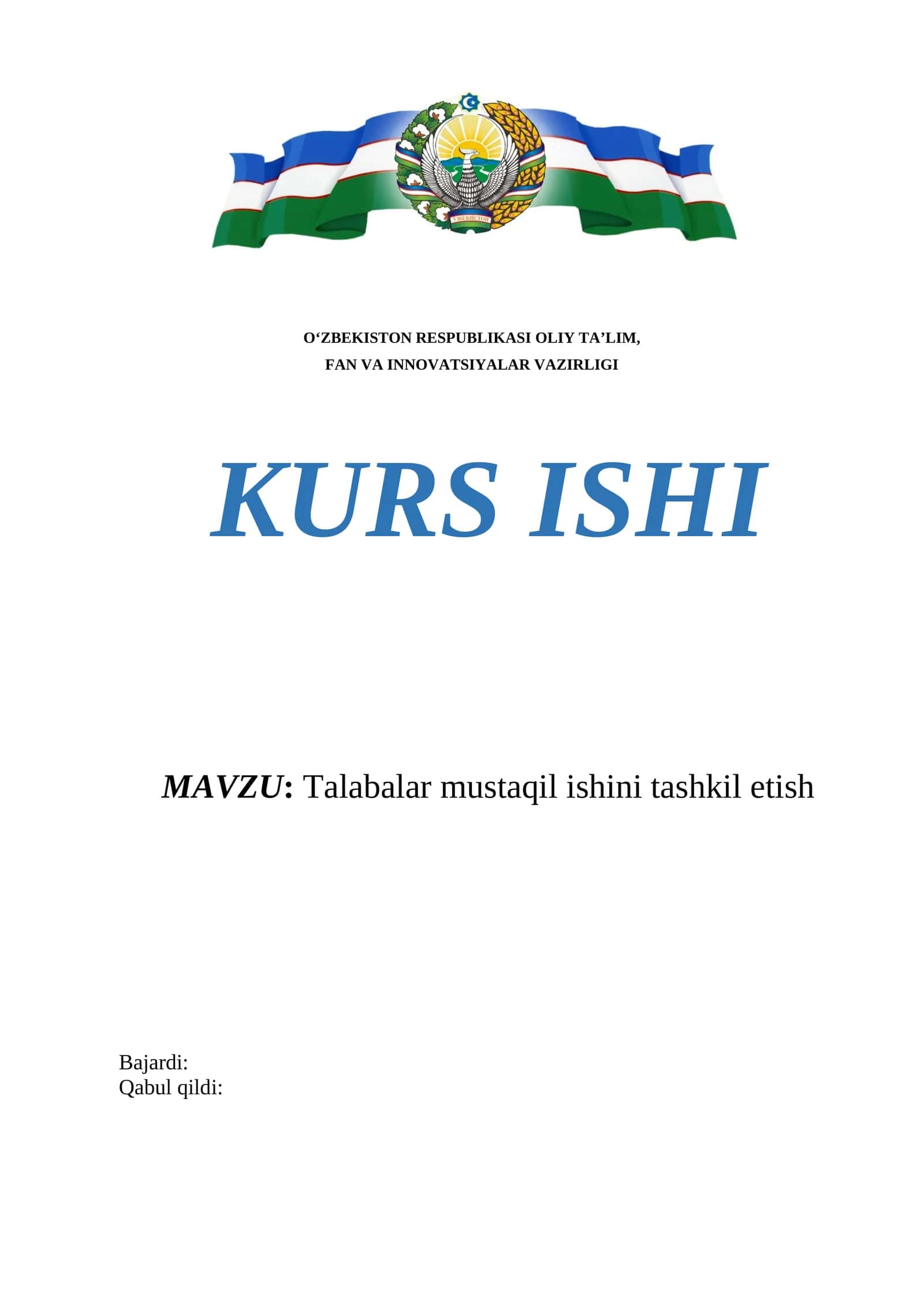 Talabalar mustaqil ishini tashkil etish