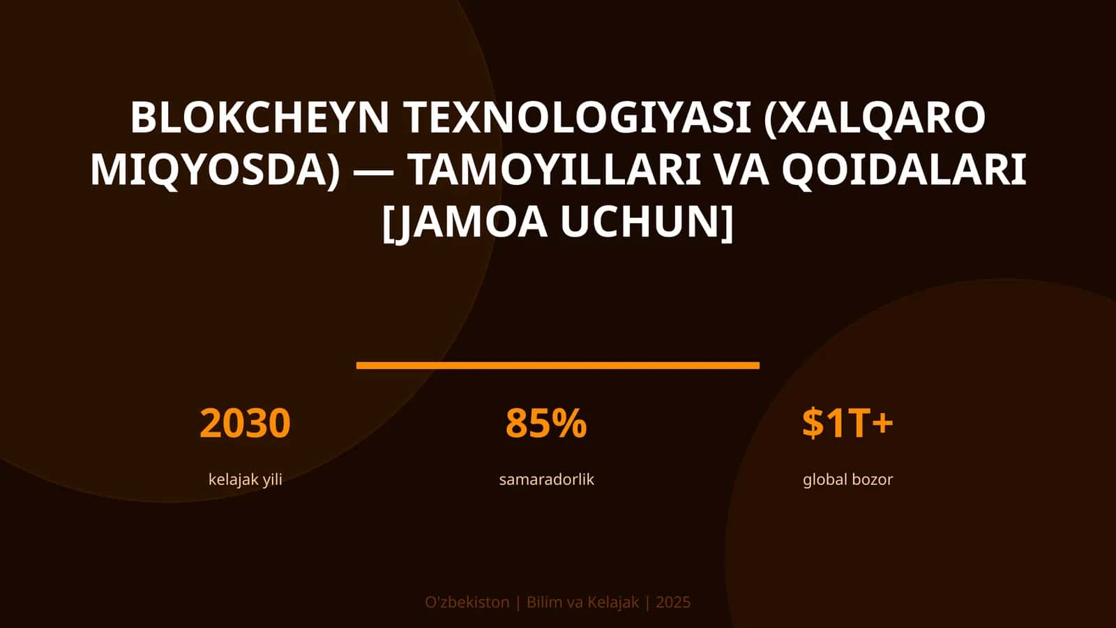Blokcheyn texnologiyasi (xalqaro miqyosda) — tamoyillari va qoidalari [jamoa uchun]