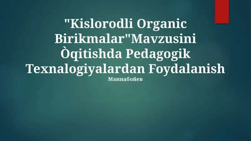 "Kislorodli Organic Birikmalar"