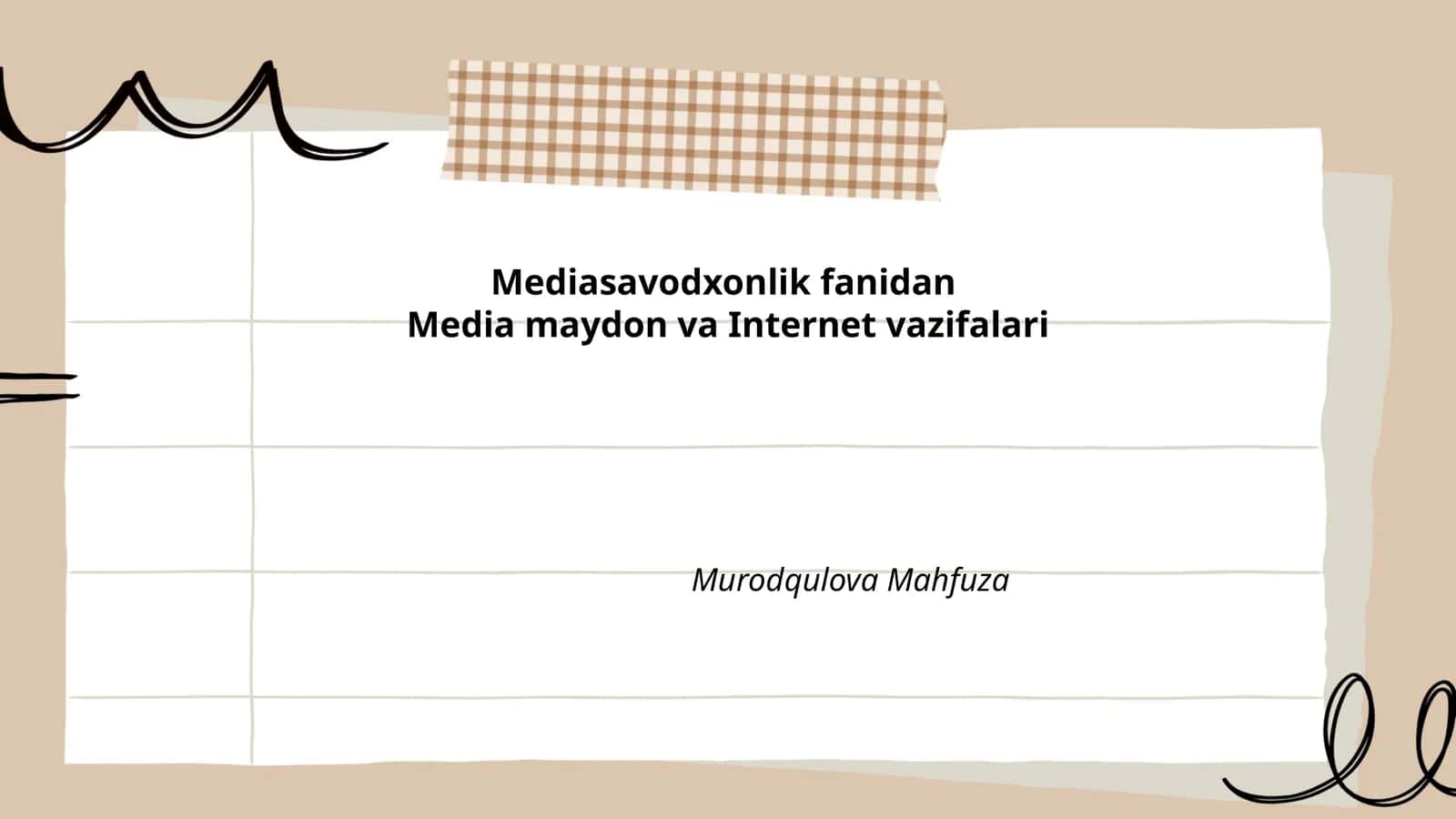 Mediasavodxonlik fanidan
