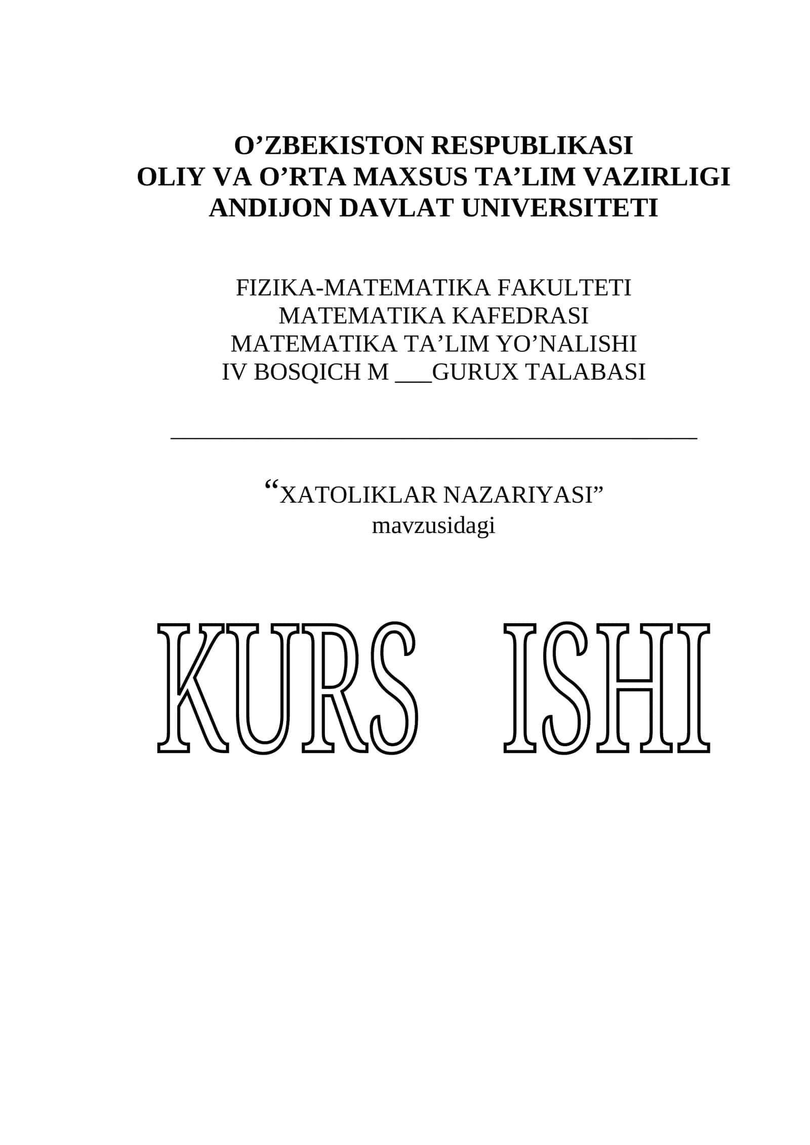Xatoliklar Nazariyasi