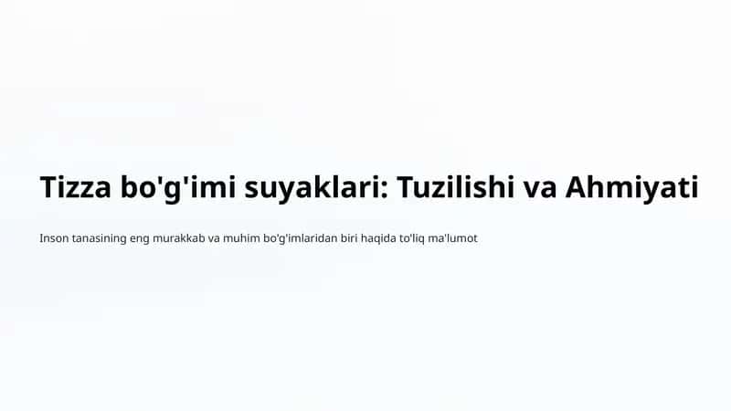Tizza bo'g'imi suyaklari: Tuzilishi va Ahmiyati