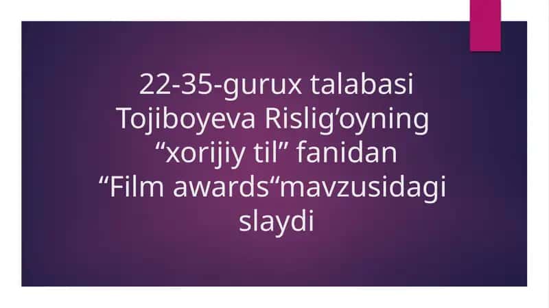 Introduction to Film Awards