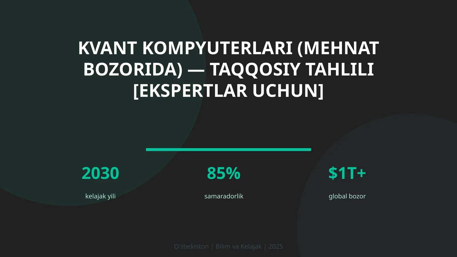 Kvant kompyuterlari (MEHNAT BOZORIDA) — TAQQOSIY TAHLILI [EKSPERTLAR UCHUN]