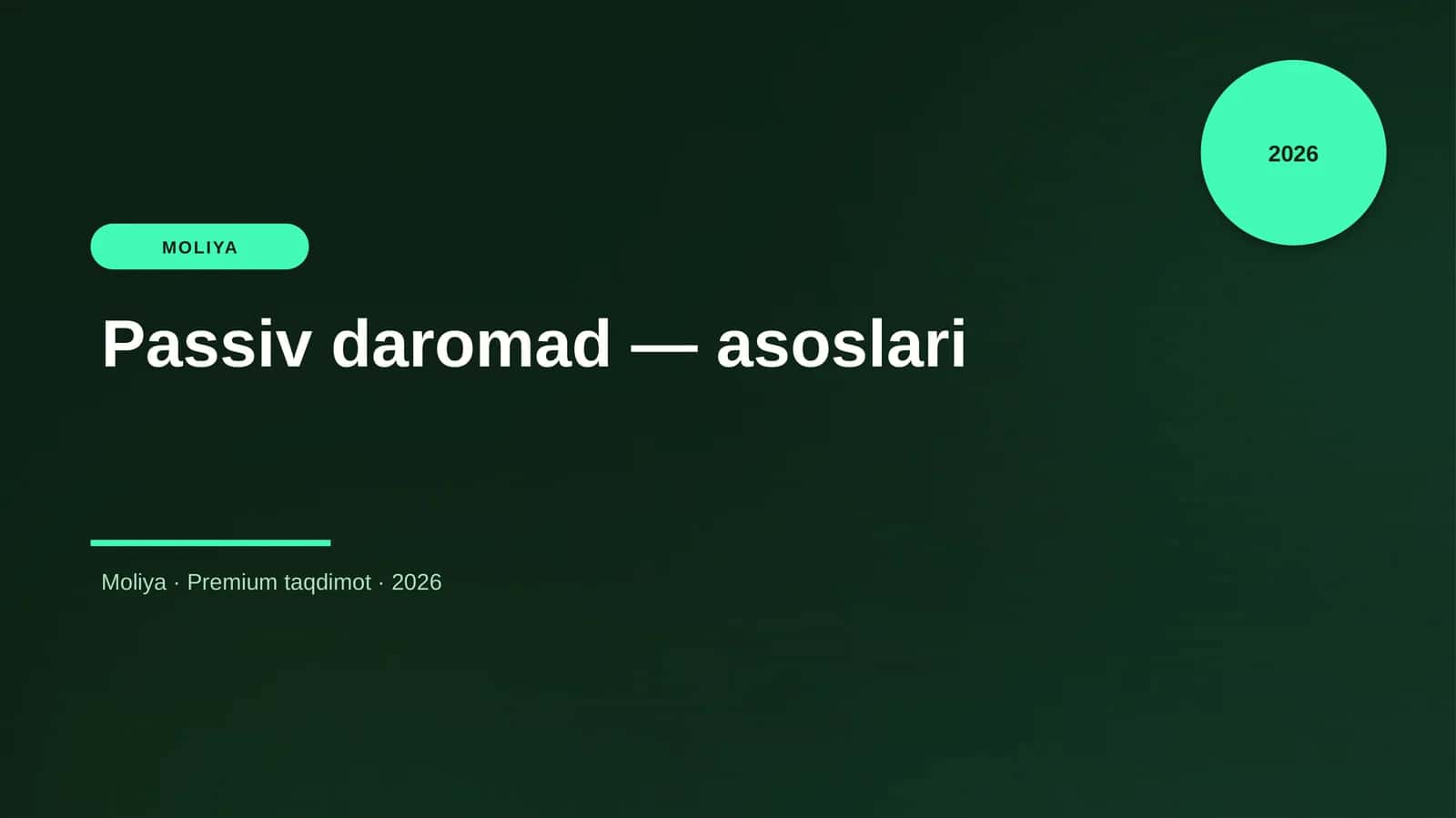 Passiv daromad — asoslari
