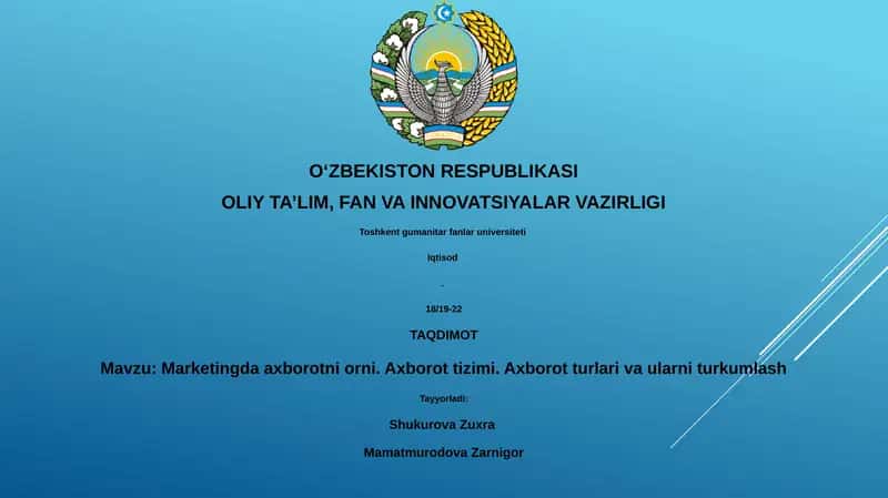 Marketingda axborotni orni