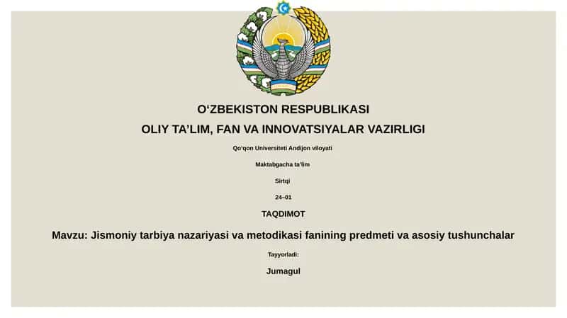 Jismoniy tarbiya nazariyasi va metodikasi