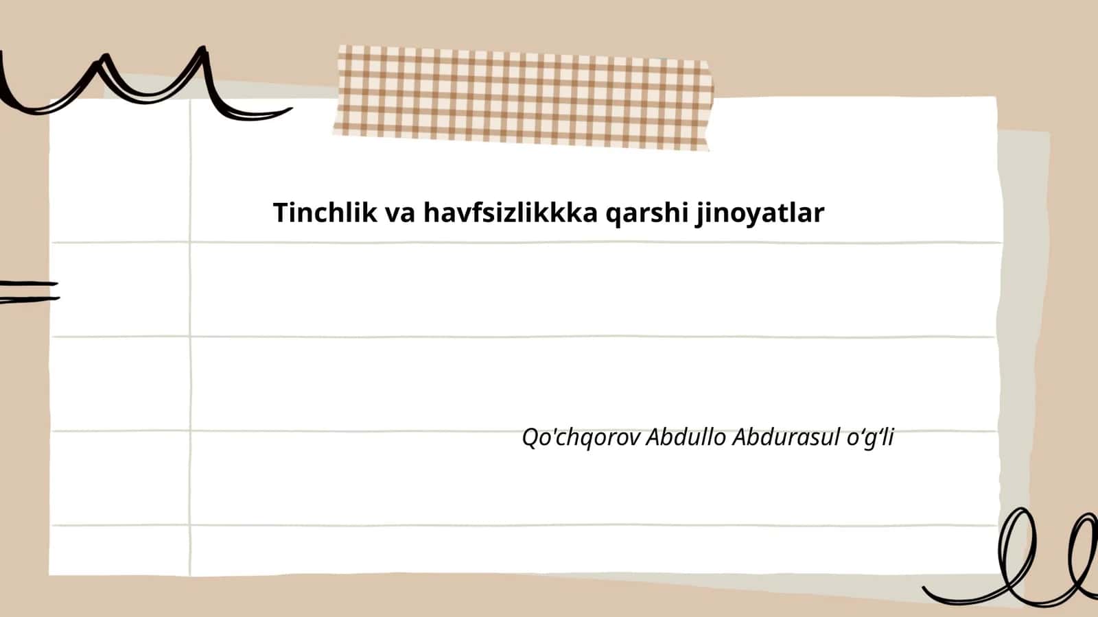 Tinchlik va havfsizlikkka qarshi jinoyatlar