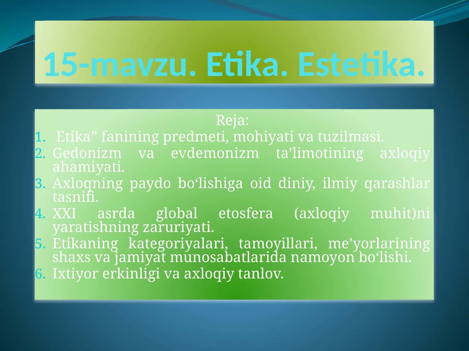 Etika. Estetika
