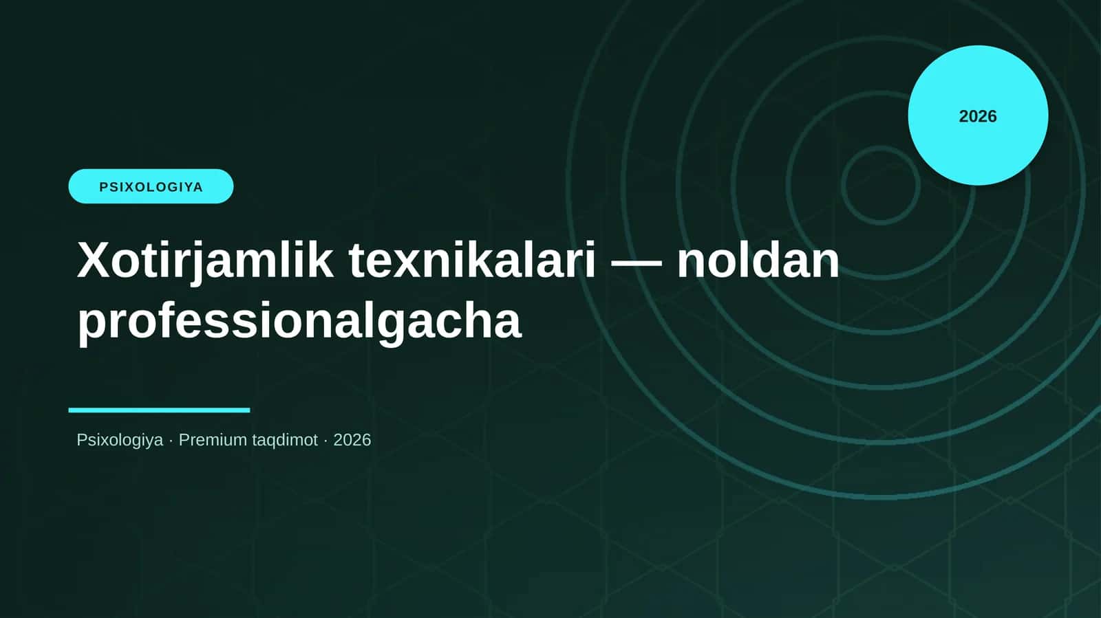 Xotirjamlik texnikalari — noldan professionalgacha