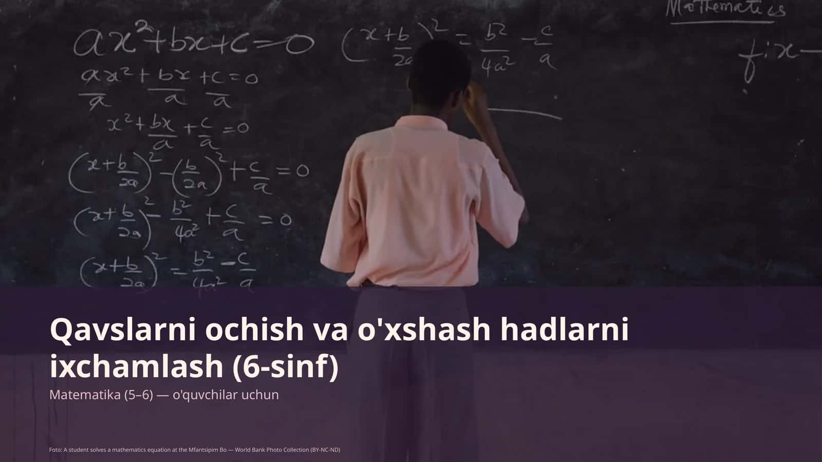 Qavslarni ochish va o'xshash hadlarni ixchamlash (6-sinf)