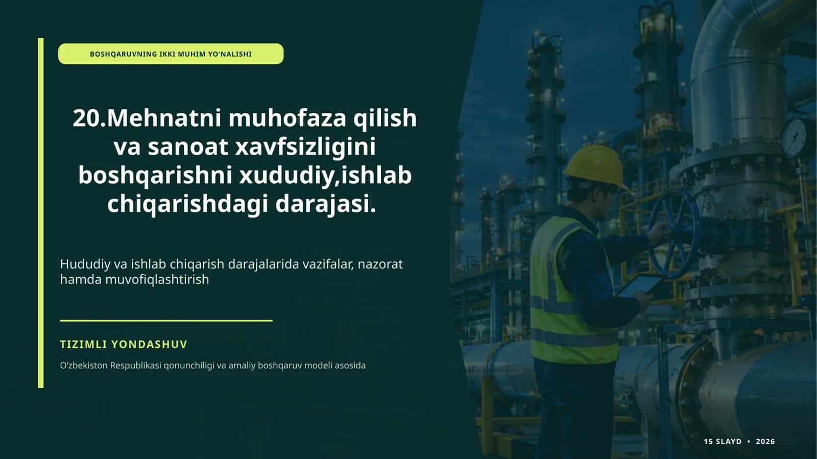 MEHNATNI MUHOFAZA QILISH / BOSHQARUV TIZIMI