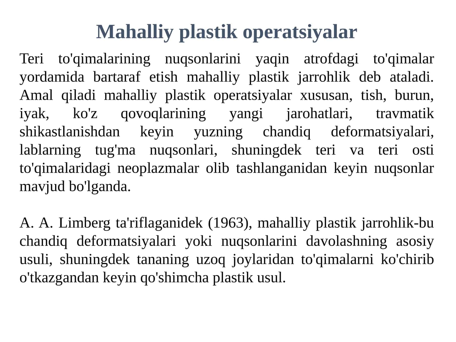 Mahalliy plastik operatsiyalar