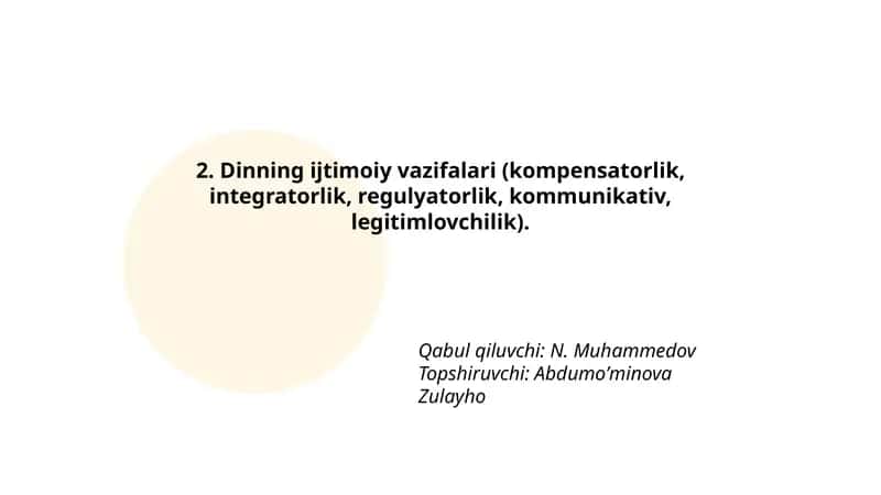 Dinning ijtimoiy vazifalari