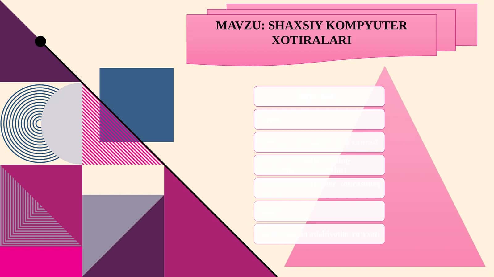 SHAXSIY KOMPYUTER XOTIRALARI
