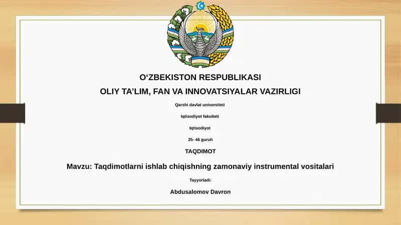 Taqdimotlarni ishlab chiqishning zamonaviy instrumental vositalari