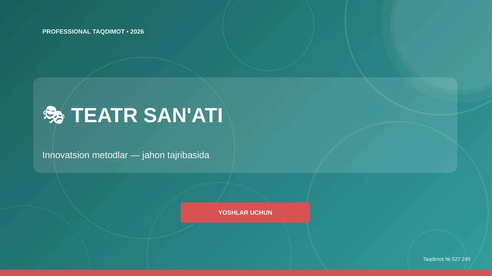 Teatr san'ati: innovatsion metodlar (jahon tajribasida)