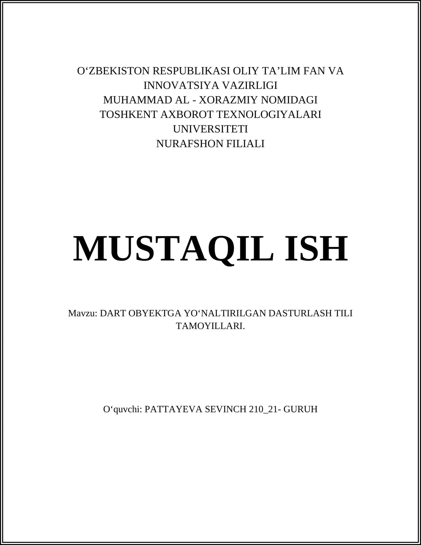 Obyektga yo‘naltirilgan dasturlash