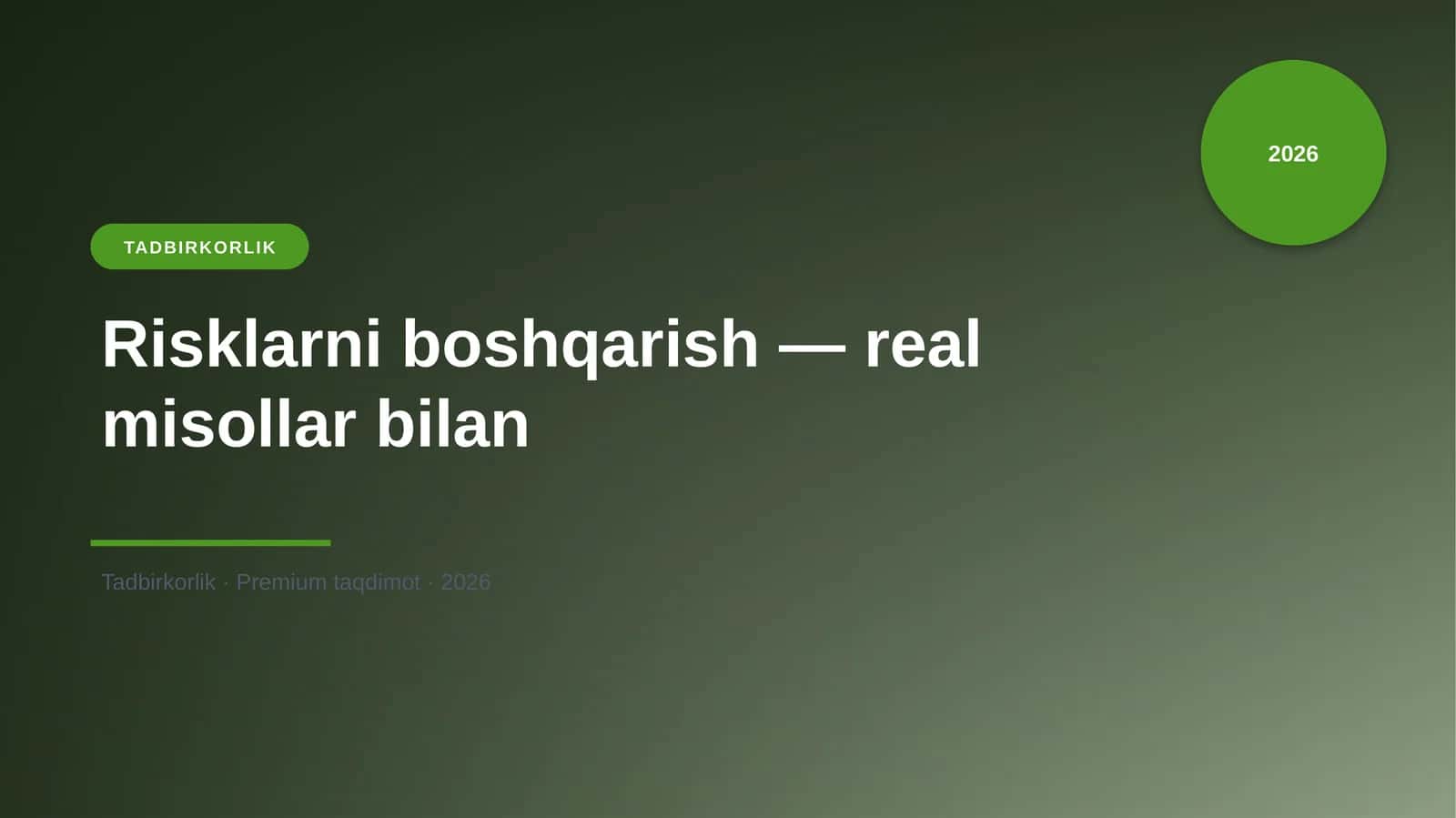 Risklarni boshqarish — real misollar bilan