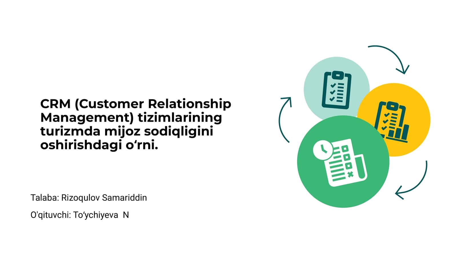 CRM tizimlari turizmda sodiqligini oshirish