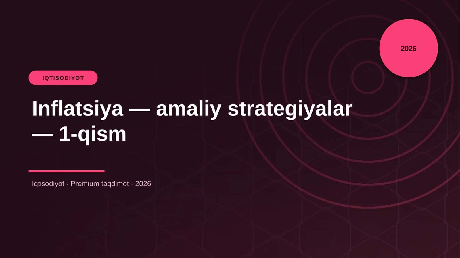 Inflatsiya — amaliy strategiyalar — 1-qism
